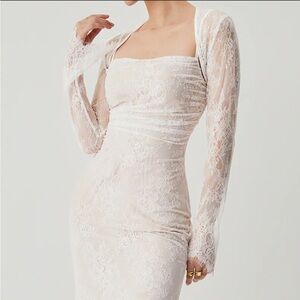 White Lace Jacquard Floral Semi-sheer
Tied Maxi Dress